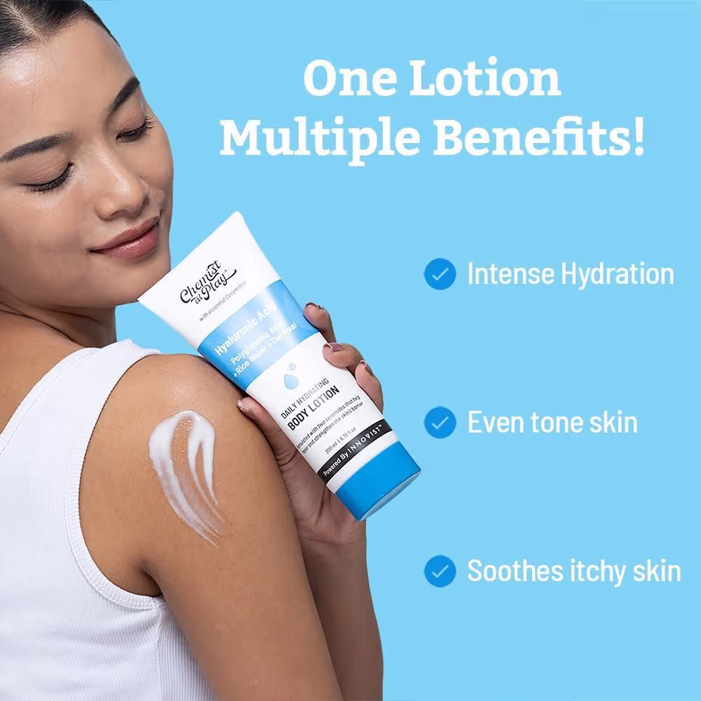 Chemist at Play Hydrating Body Lotion with Rice Water & Hyaluronic Acid, Moisturizer for Dry Skin (200ml) - Image 3