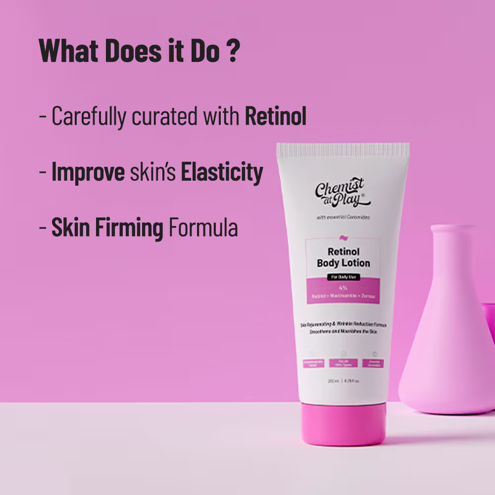Chemist at Play Retinol Body Lotion for Anti-aging, Niacinamide Moisturizer Cream, Dry & Oily Skin (200ml) - Image 2