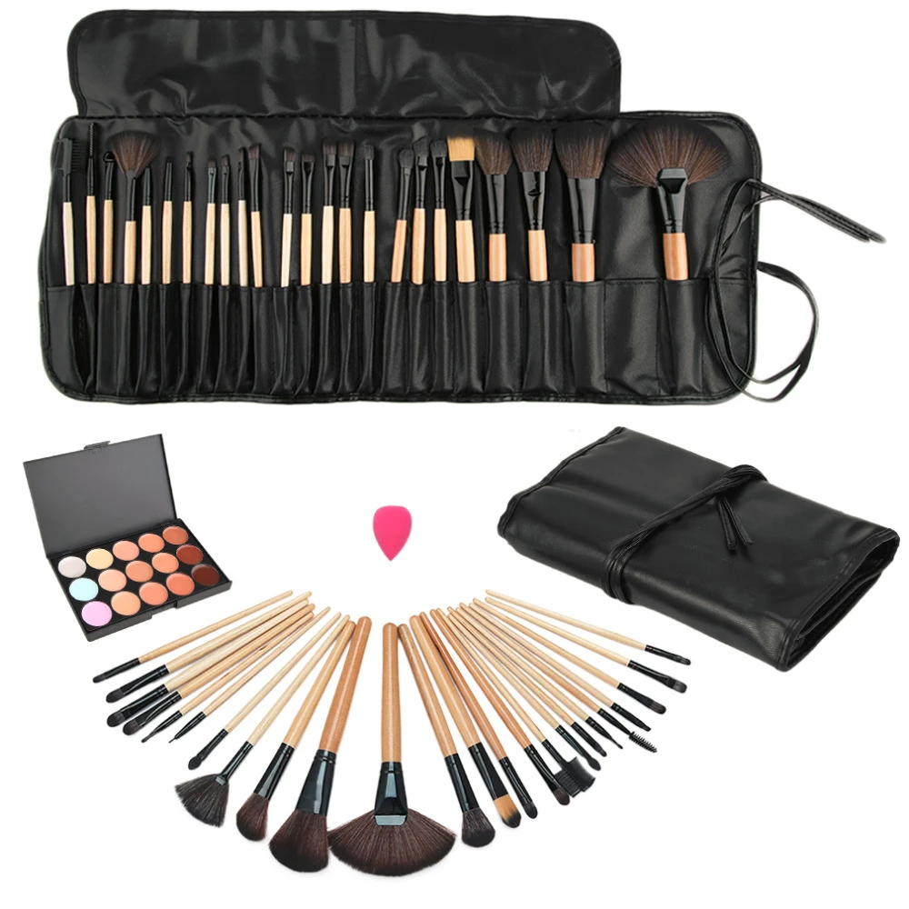 24 Piece Professional Makeup Brush Set with Case - Image 4