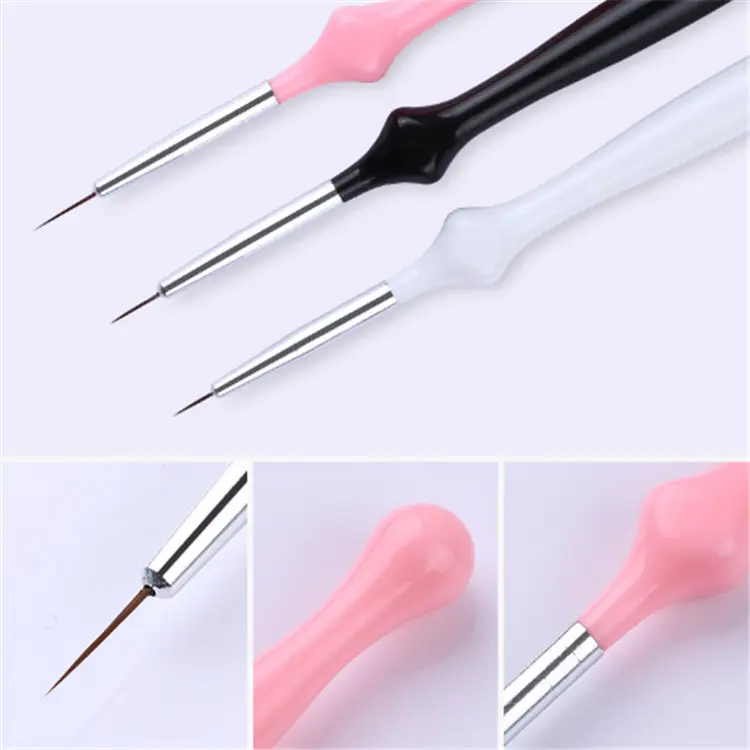 3 Pcs Liner Brush Set 7mm 9mm 11mm Drawing Painting UV Gel Acrylic Pen Manicure Nail Art Tool Sketch Fine Line