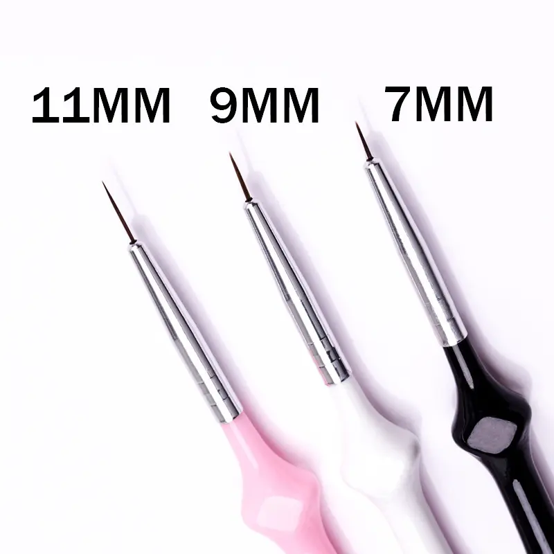3 Pcs Liner Brush Set 7mm 9mm 11mm Drawing Painting UV Gel Acrylic Pen Manicure Nail Art Tool Sketch Fine Line - Image 3