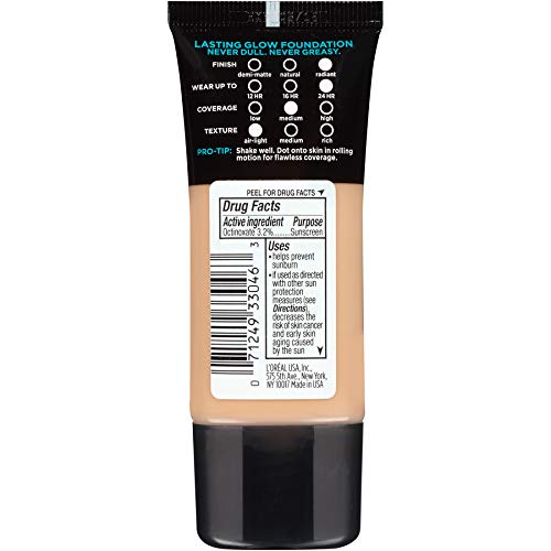 L'Oreal Paris Makeup Infallible Up to 24HR Pro-Glow Foundation, 205 Natural Beige, 1 fl. oz. - Image 2