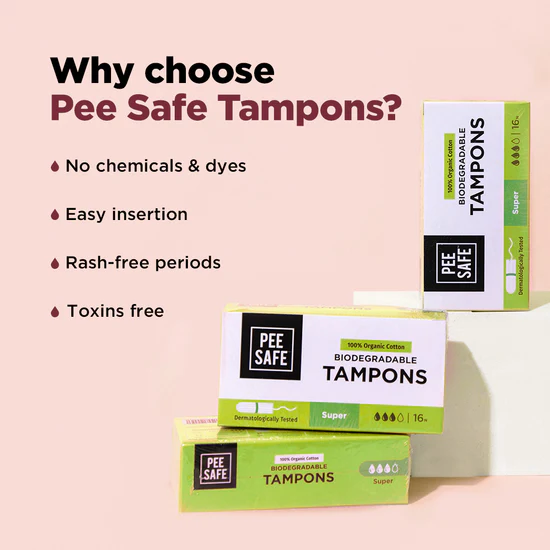 PEE SAFE Biodegradable Tampons- Super (16 Tampons) - Image 3