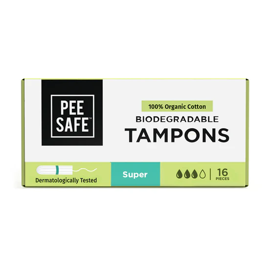 PEE SAFE Biodegradable Tampons- Super (16 Tampons)