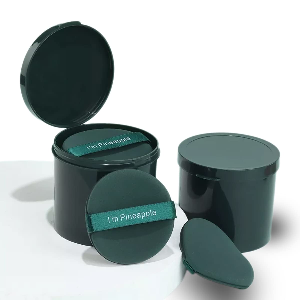 7pcs Soft Makeup Puff with a storage box, Triangle Puff, Round Puff, Reusable Makeup Sponge, (Round, Pineapple)