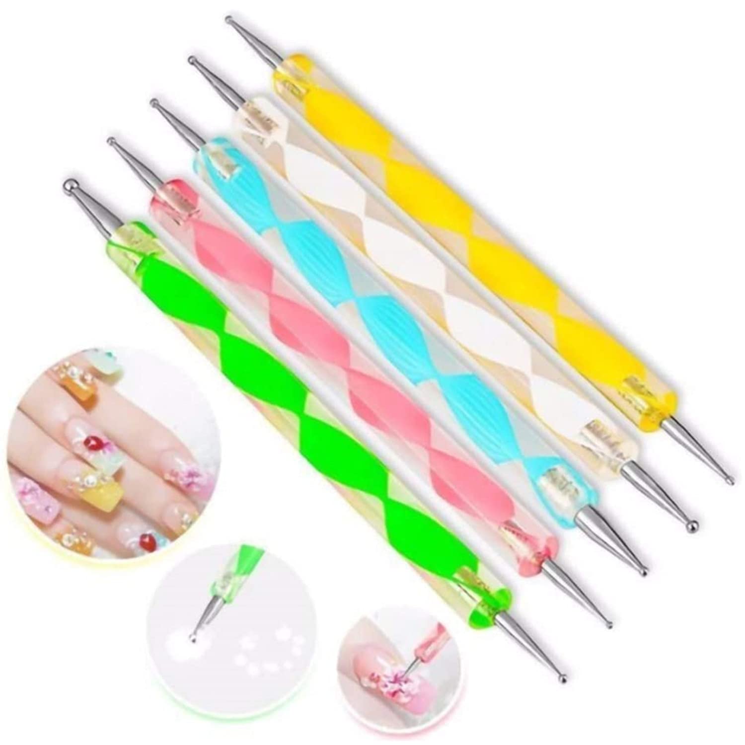 5 pc 2 Way Dotting Pen Tool Nail Art Tip Dot Paint Manicure kit - Image 2