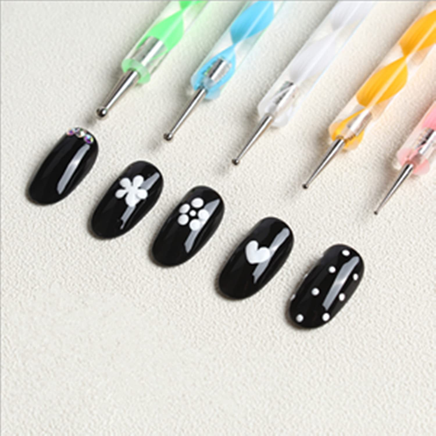 5 pc 2 Way Dotting Pen Tool Nail Art Tip Dot Paint Manicure kit - Image 4