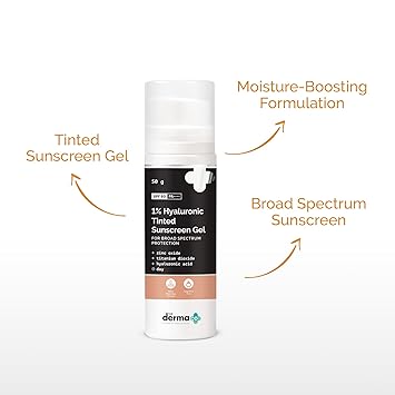 The Derma Co. 1% Hyaluronic Tinted Sunscreen Gel SPF 60 PA++++ 50gm - Image 3