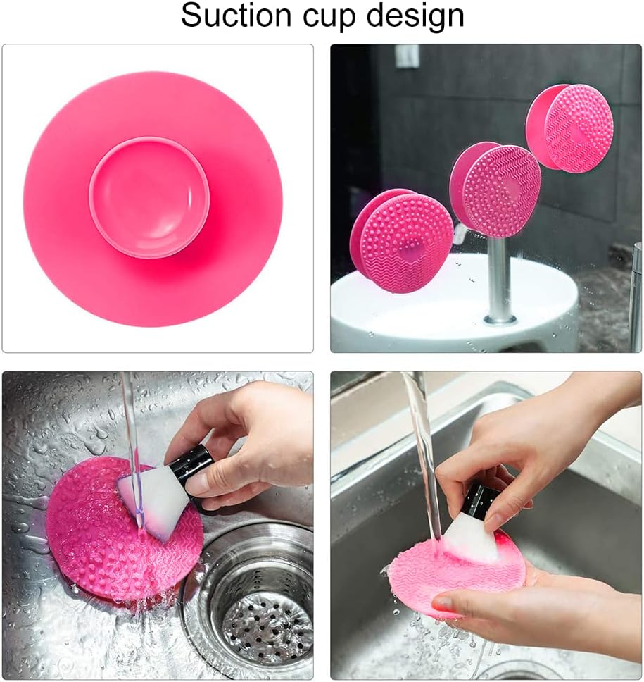 Makeup Brush Cleaning Mat, Silicone Makeup Brush Cleaning Mat, Silicone Makeup Brush Cleaner, Makeup Brush Cleaning Pad with Suction Cup, Portable Washing Tool for Makeup Brushes - Image 5