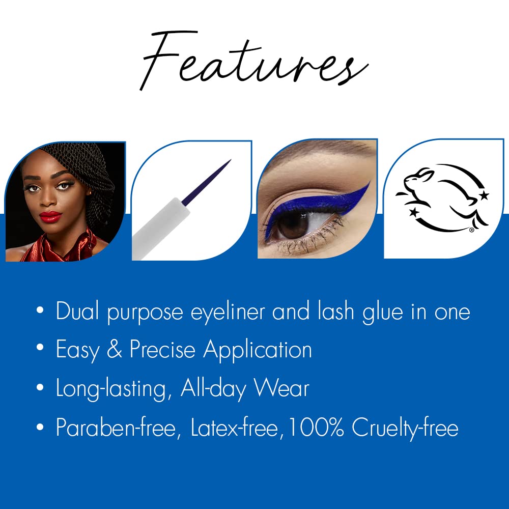 Duo Line IT Lash IT Black, 2n1 Eyeliner and Lash Adhesive, Dual Color Black/Cobalt Blue, 0.12 oz - 1 Pack - Image 4