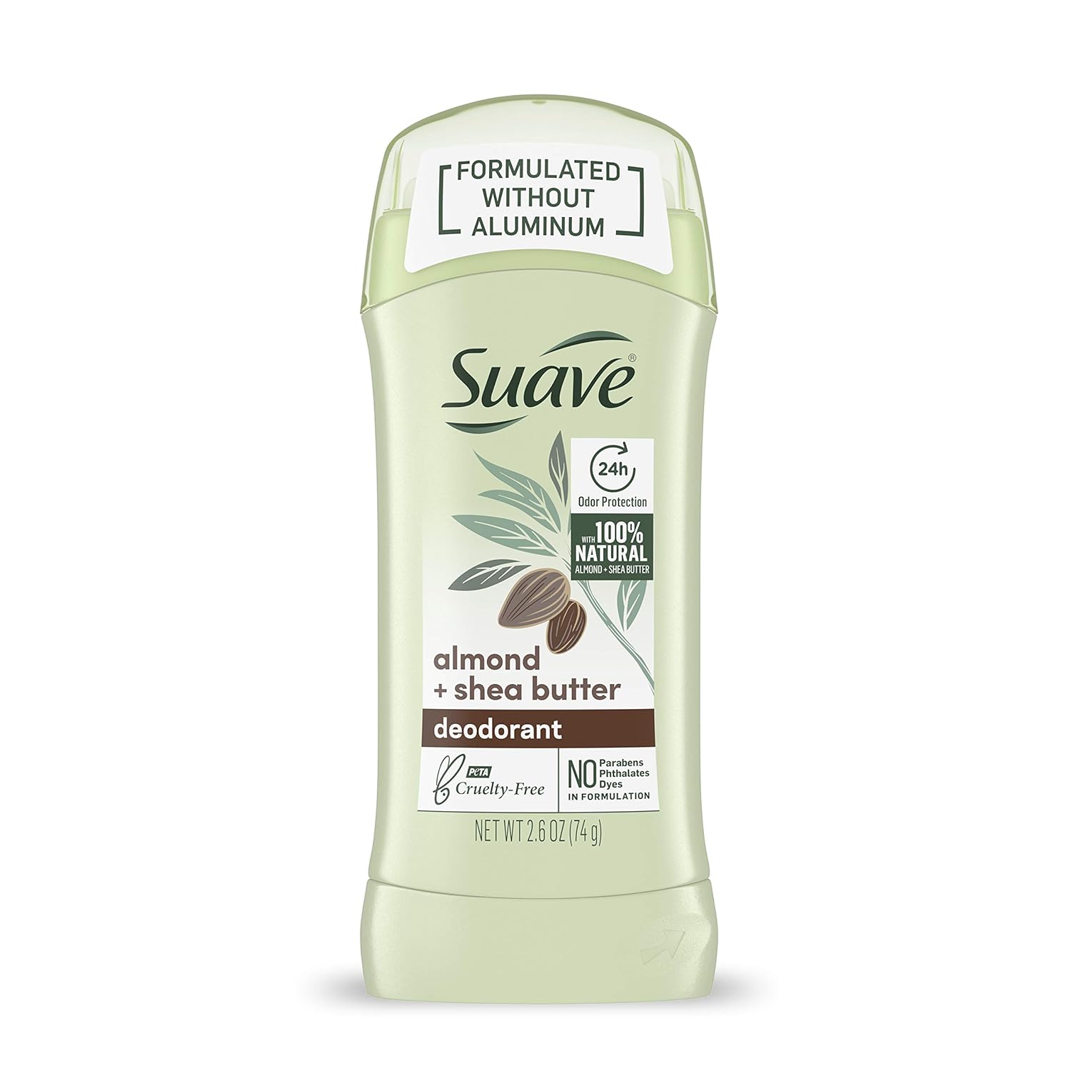 Suave Aluminum Free Deodorant 24-Hour Odor Protection Almond & Shea Butter 2.6 oz