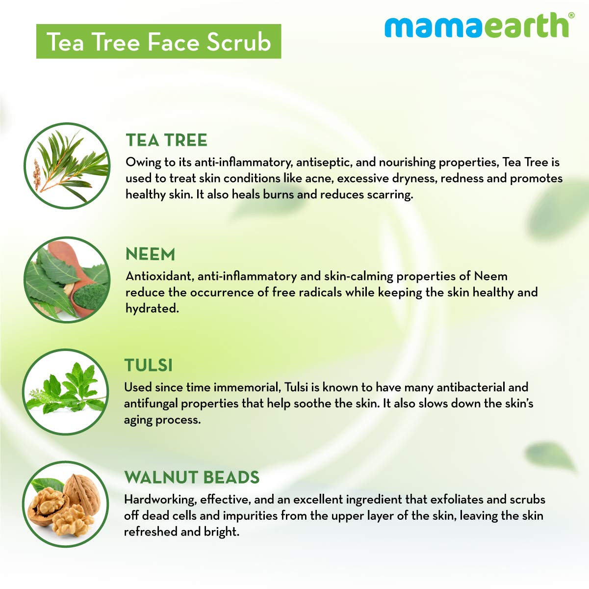 Tea Tree Face Scrub with Tea Tree and Neem for Skin 100ml - Image 3