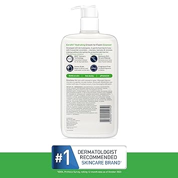 CeraVe Hydrating Cream-to-Foam Cleanser 16fl oz (473ml) - Image 2