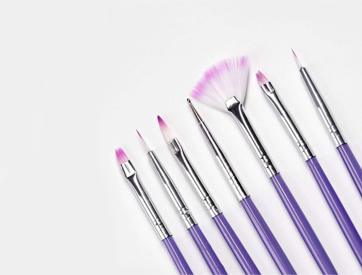 7pcs Purple Nail Art Design Brush Set Acrylic Nail Pen Brush for Painting Dotting Gradient. - Image 3