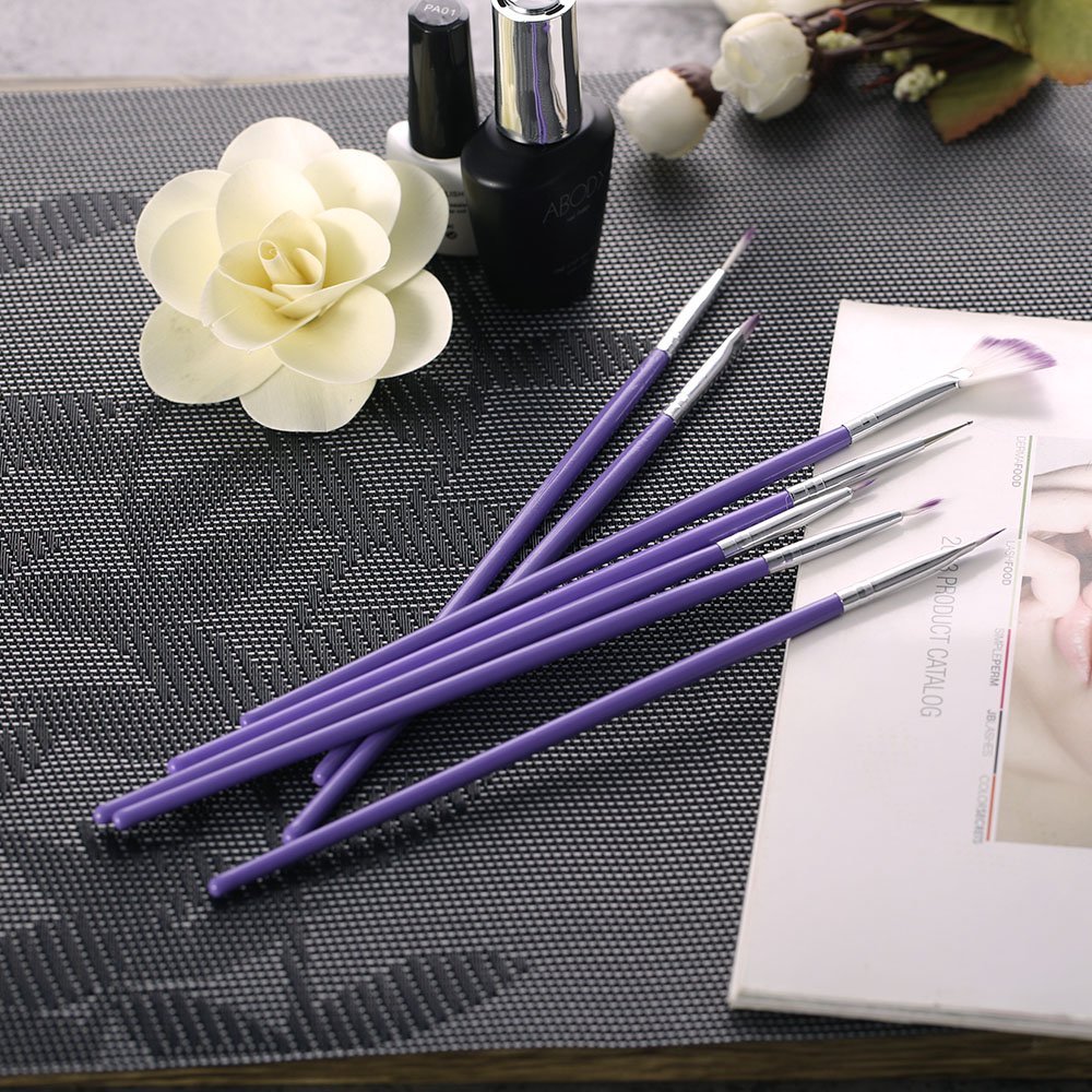 7pcs Purple Nail Art Design Brush Set Acrylic Nail Pen Brush for Painting Dotting Gradient. - Image 4