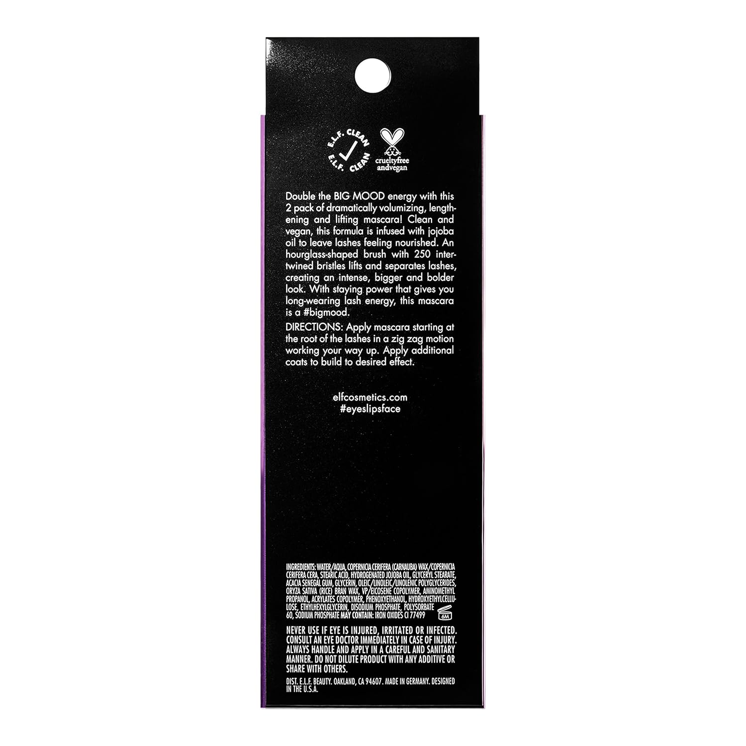 e.l.f. Big Mood Mascara, Black, 0.30 fl Oz (2-Pack) - Image 5