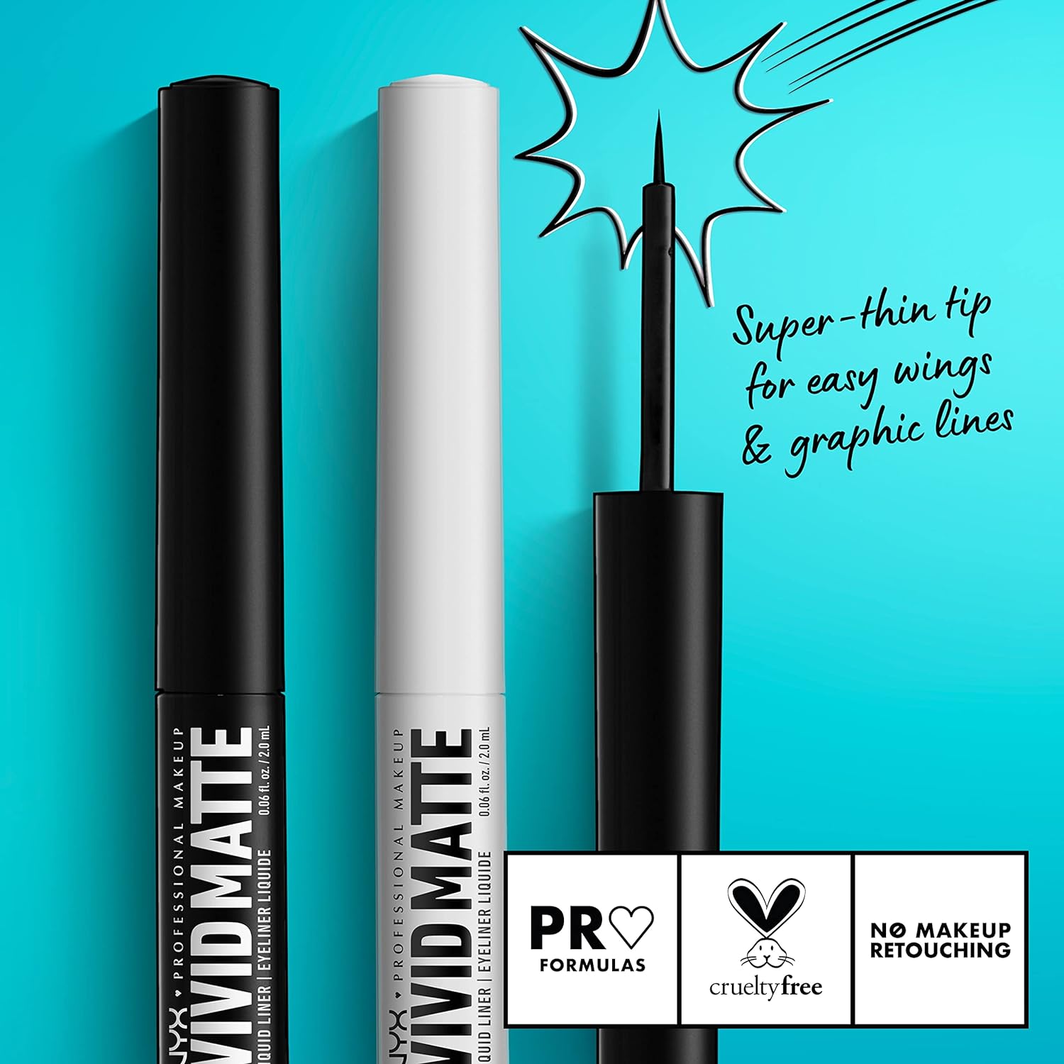 NYX PROFESSIONAL MAKEUP Vivid Matte Liquid Liner, Smear-Resistant Eyeliner with Precise Tip - White - Image 2