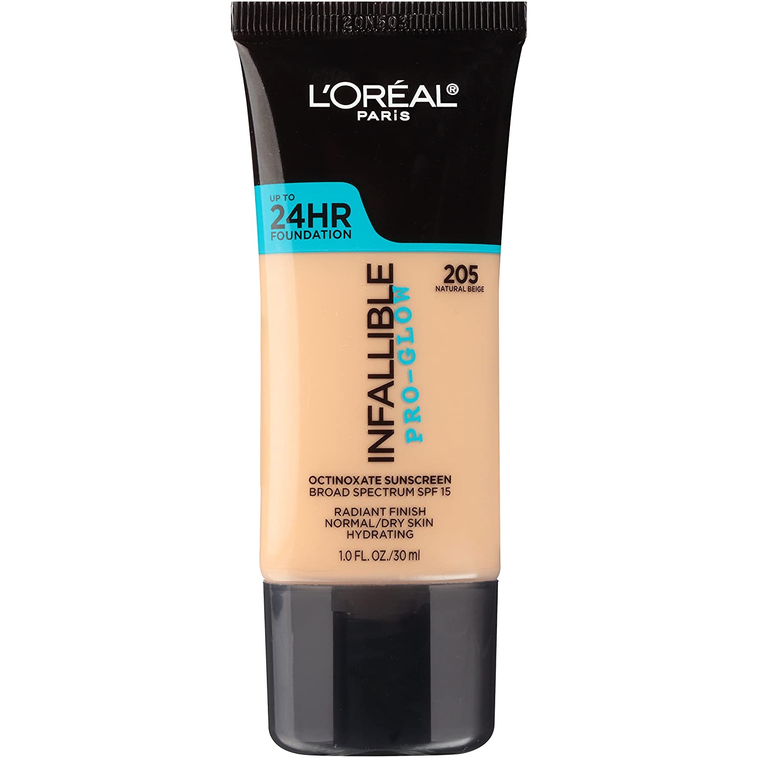 L'Oreal Paris Makeup Infallible Up to 24HR Pro-Glow Foundation, 205 Natural Beige, 1 fl. oz.