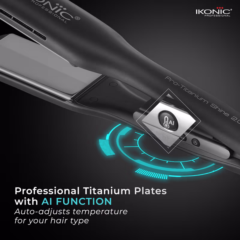 Ikonic Pro Titanium Shine Hair Straightener Black 2.0 - Image 3