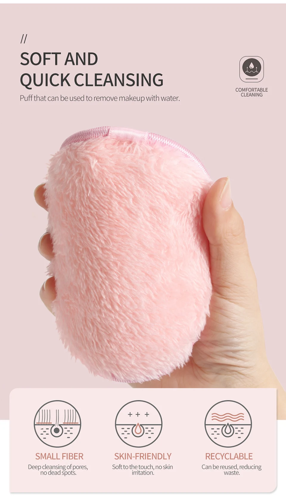 2PCS Makeup Remover Pads Microfiber Reusable Face Towel Make-up Wipes Cloth Cotton Reusable Pads Skin Care Cleaning Puff - Image 2