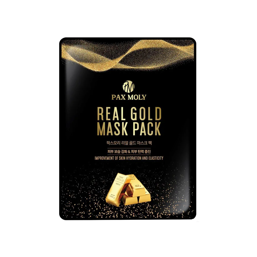 pack of 6 pcs PAX MOLY – Real Gold Mask Pack – Moisturizing and firming sheet mask with golden extracts and royal jelly - Image 3