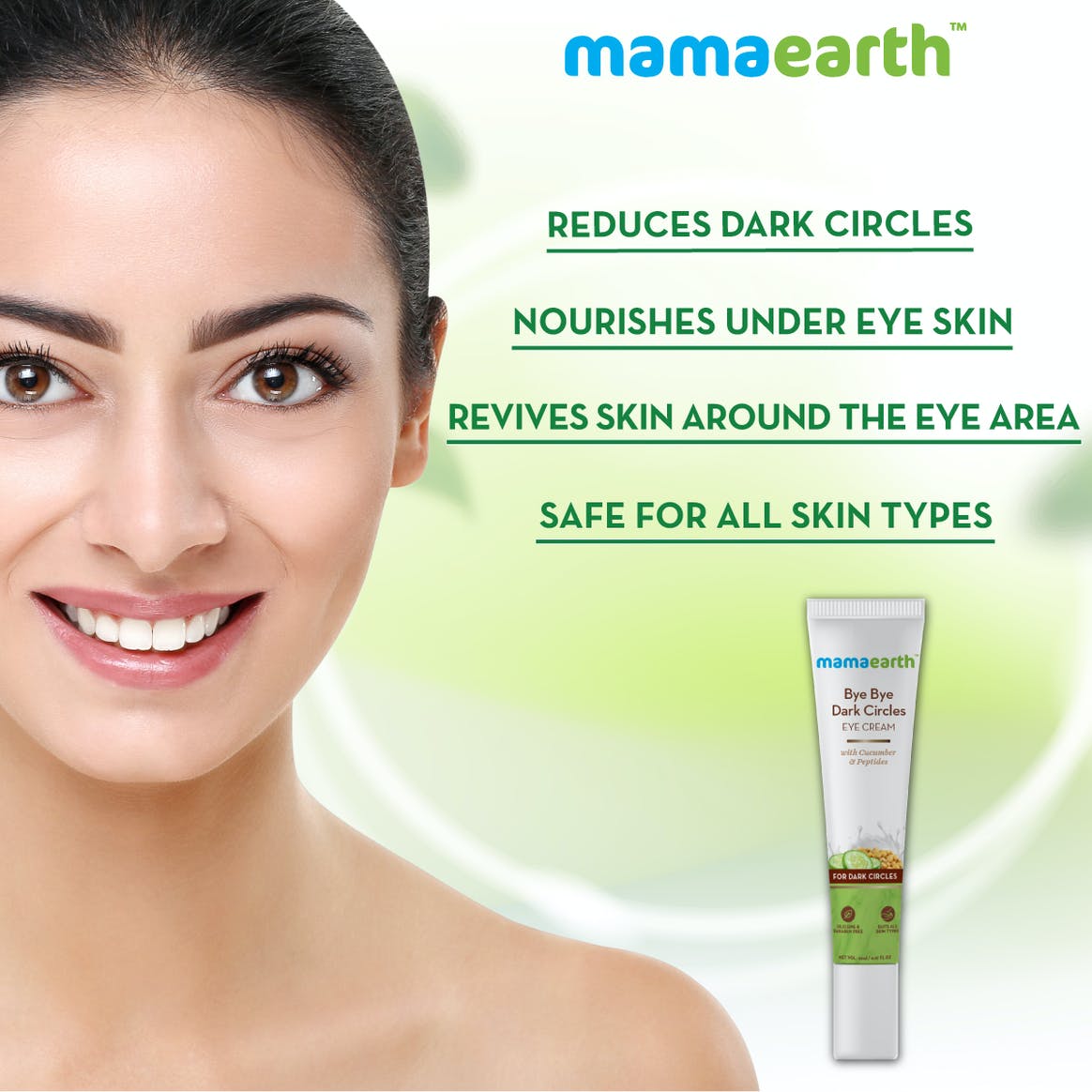 Bye Bye Dark Circles Eye Cream with Cucumber & Peptides for Dark Circles – 20ml - Image 2
