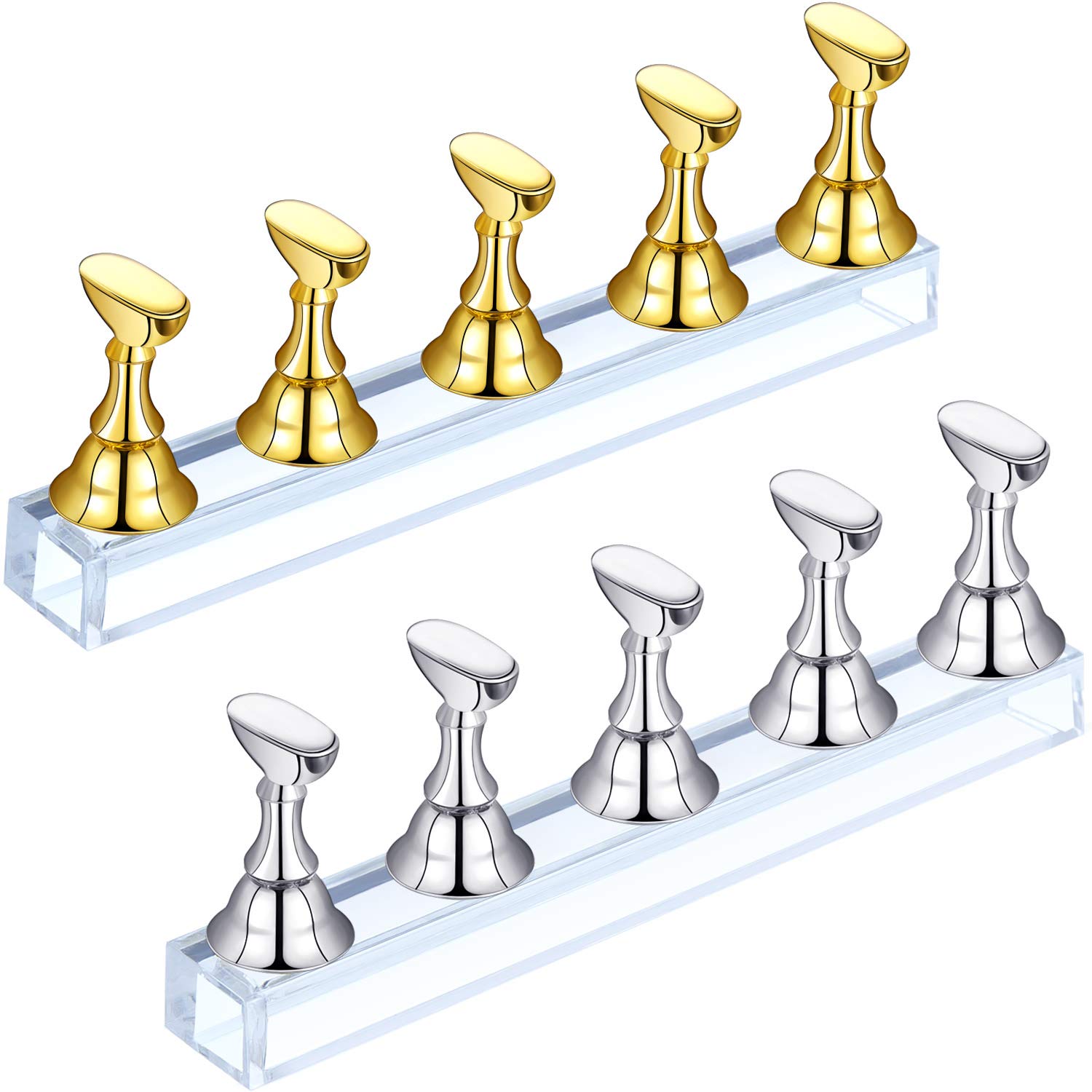 The magnetic nail art stand(GOLD),1 set of tool includs 5 nail tips and 1 acrylic base