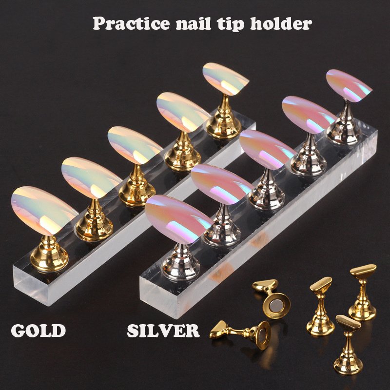 The magnetic nail art stand(GOLD),1 set of tool includs 5 nail tips and 1 acrylic base - Image 2