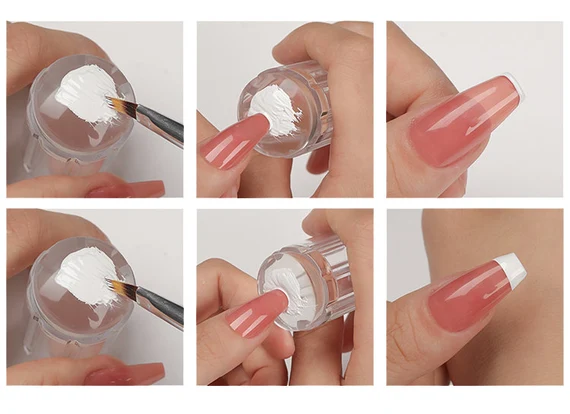 Nail Art Stamper - Silicone Jelly Nail Stamper - Clear Nail Stamp - French Line Nail Stamping Plate - Transparent Body Nail Stamper - Nail Stamper Kit - Nail Accessory Tool for DIY Nail Art Decor - Image 2