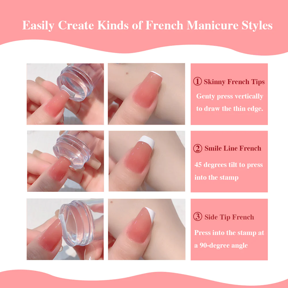 Nail Art Stamper - Silicone Jelly Nail Stamper - Clear Nail Stamp - French Line Nail Stamping Plate - Transparent Body Nail Stamper - Nail Stamper Kit - Nail Accessory Tool for DIY Nail Art Decor - Image 4