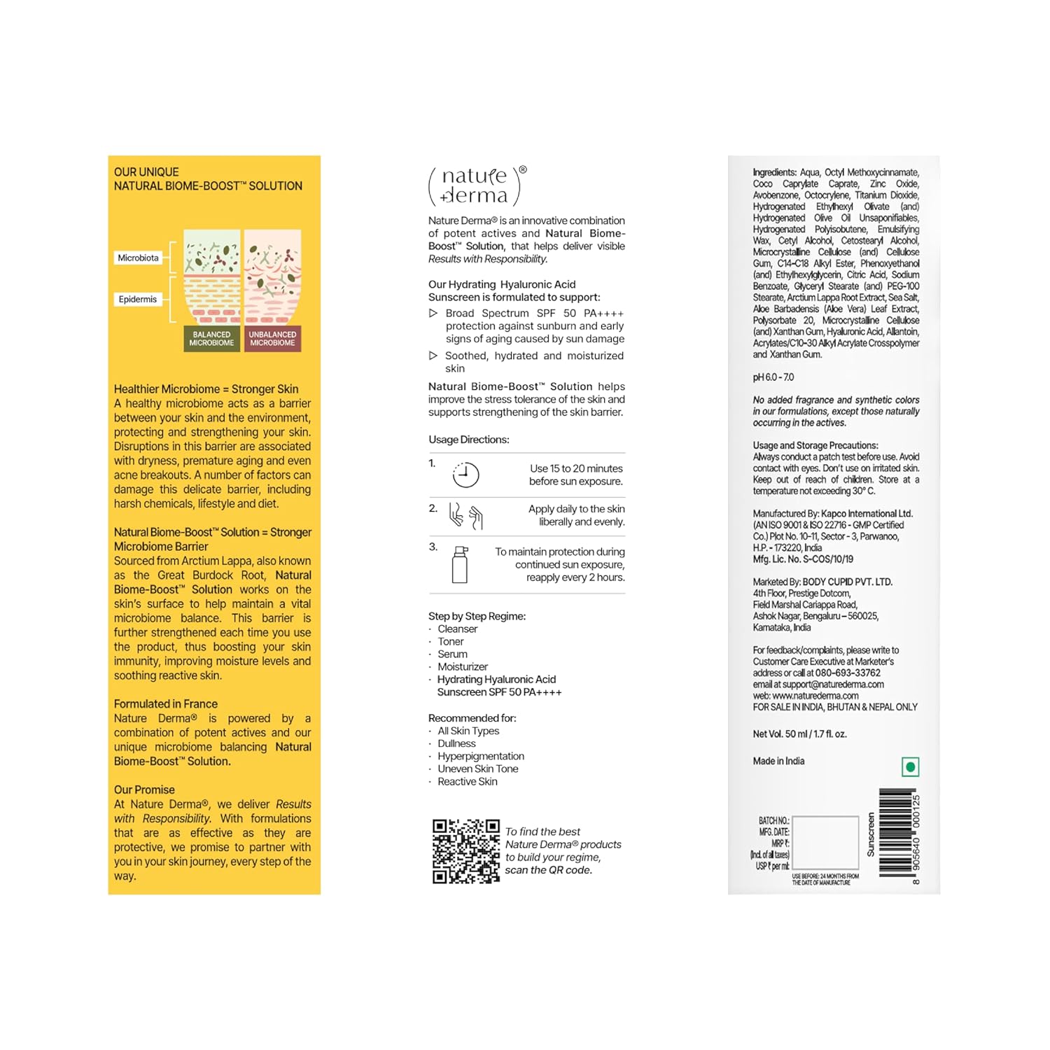 Nature Derma Hydrating Hyaluronic Acid Tinted Sunscreen SPF 50 PA++++ with Natural Biome-Boost Solution - 50 ml - Image 6