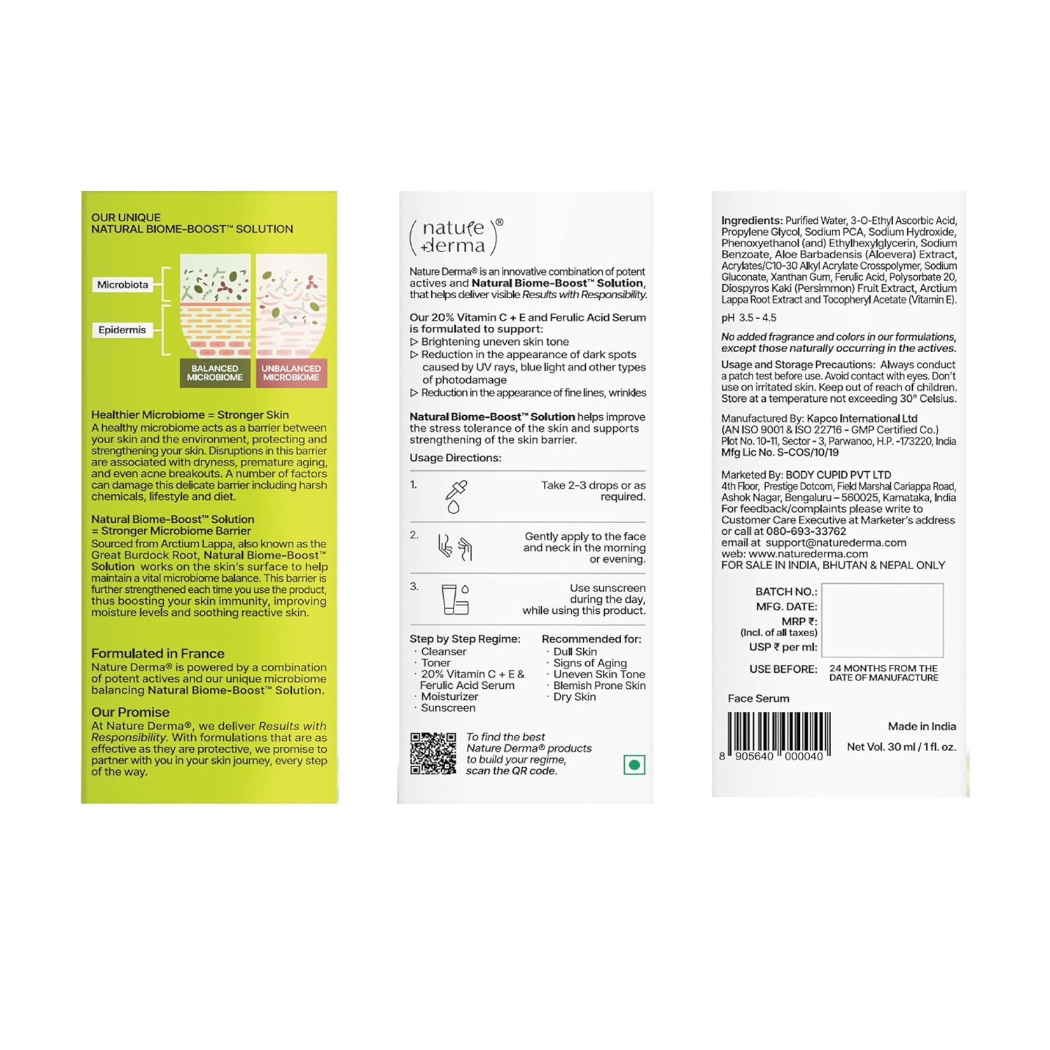 Nature Derma 20% Vitamin C + E and Ferulic Acid Face Serum 30ml - Image 5