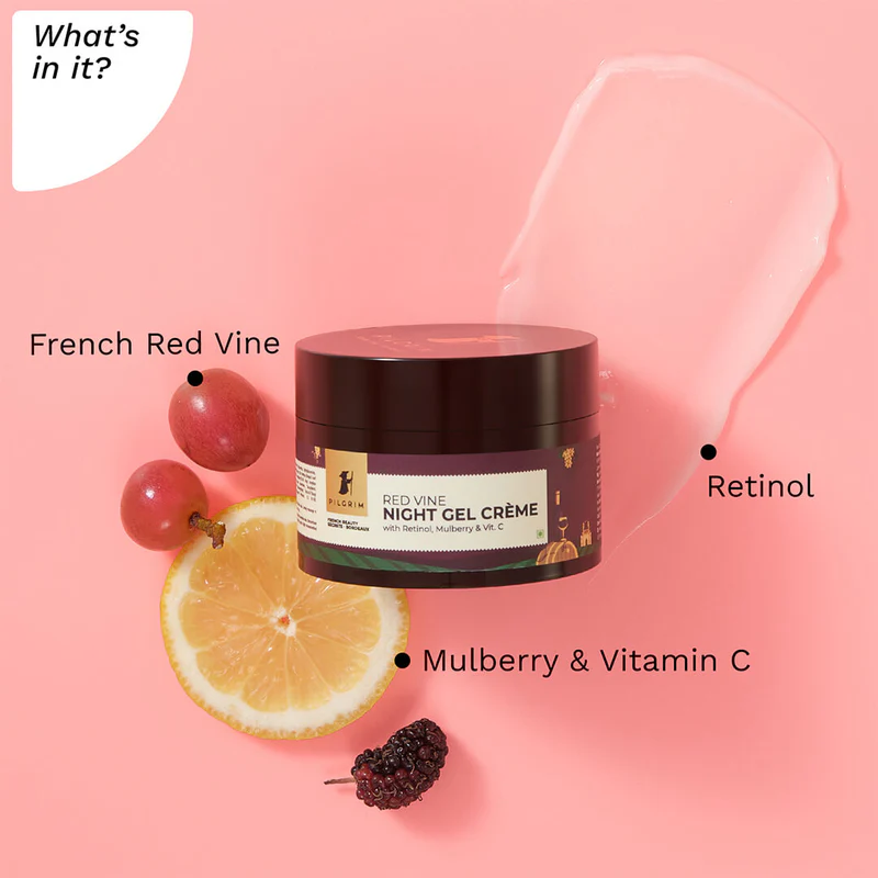 PILGRIM Red Vine Night Gel Crème with Retinol, Mulberry & Vit. C 50g - Image 3