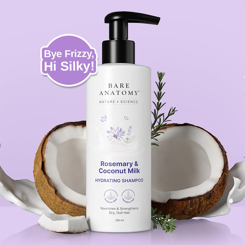 Bare Anatomy Hydrating Shampoo with Rosemary & Coconut Milk for Smooth & Silky Hair 200ml - Image 2