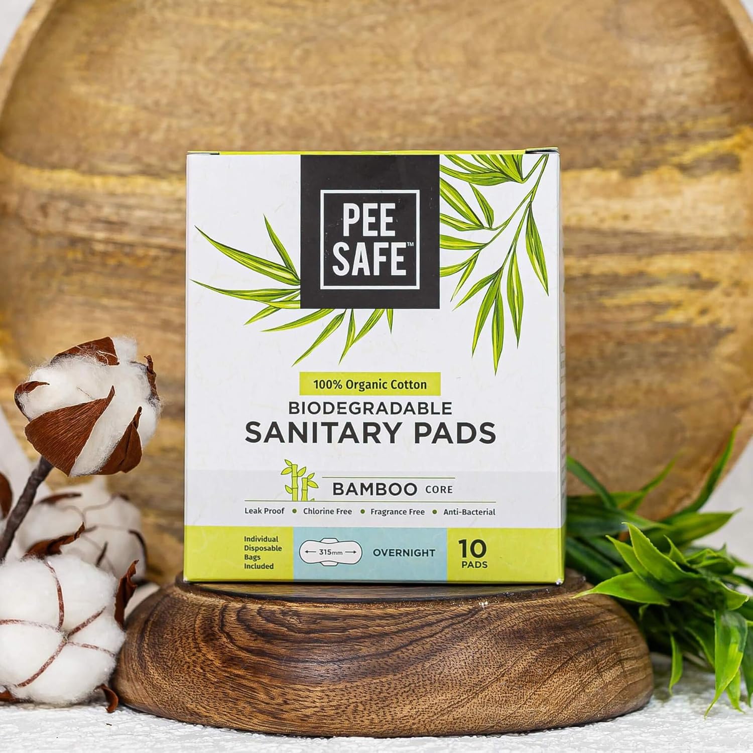 PEE SAFE Biodegradable Sanitary Pads - Over night (Pack of 10) - Image 2