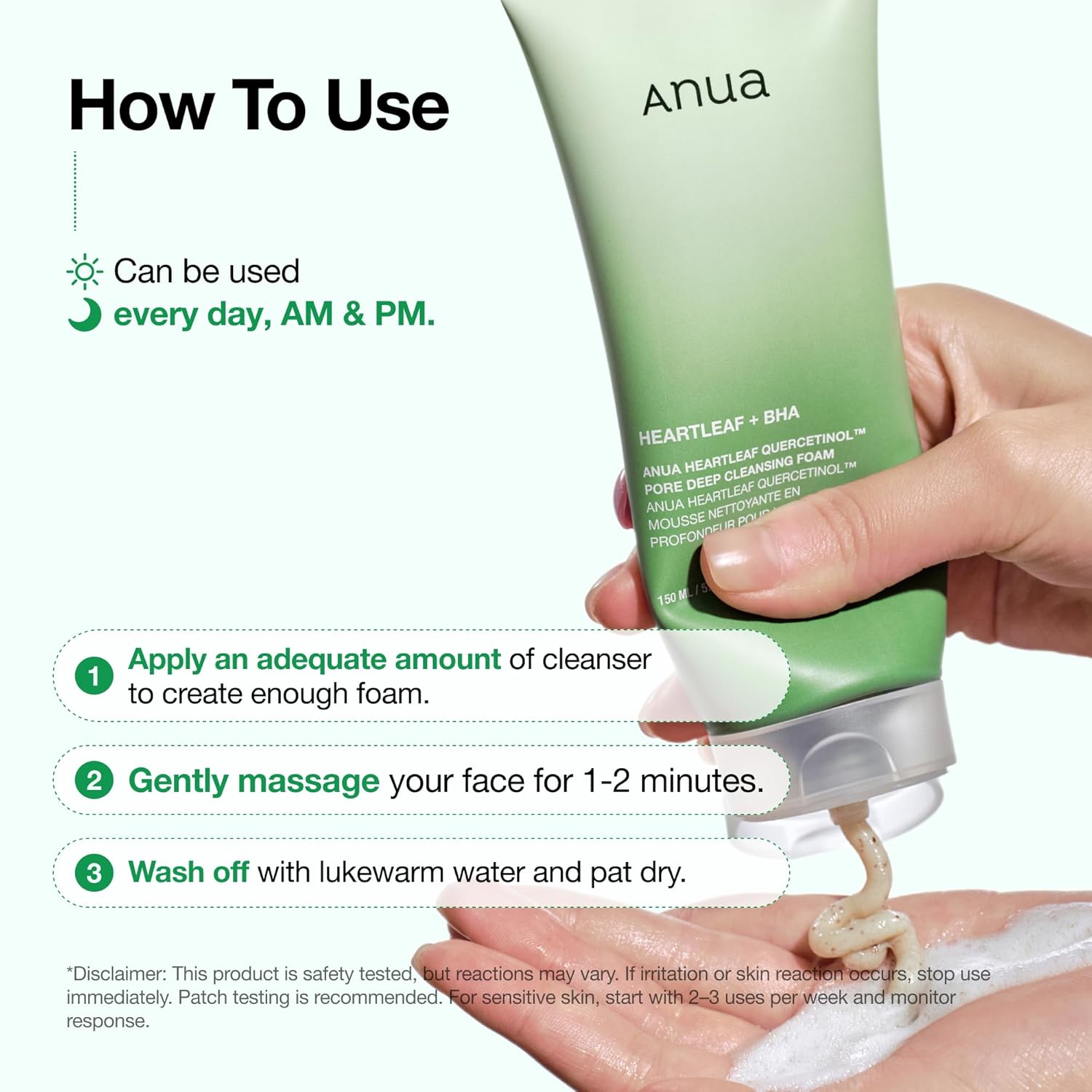 Anua Heartleaf Quercetinol Pore Deep Cleansing Foam, 150 ml - Image 4