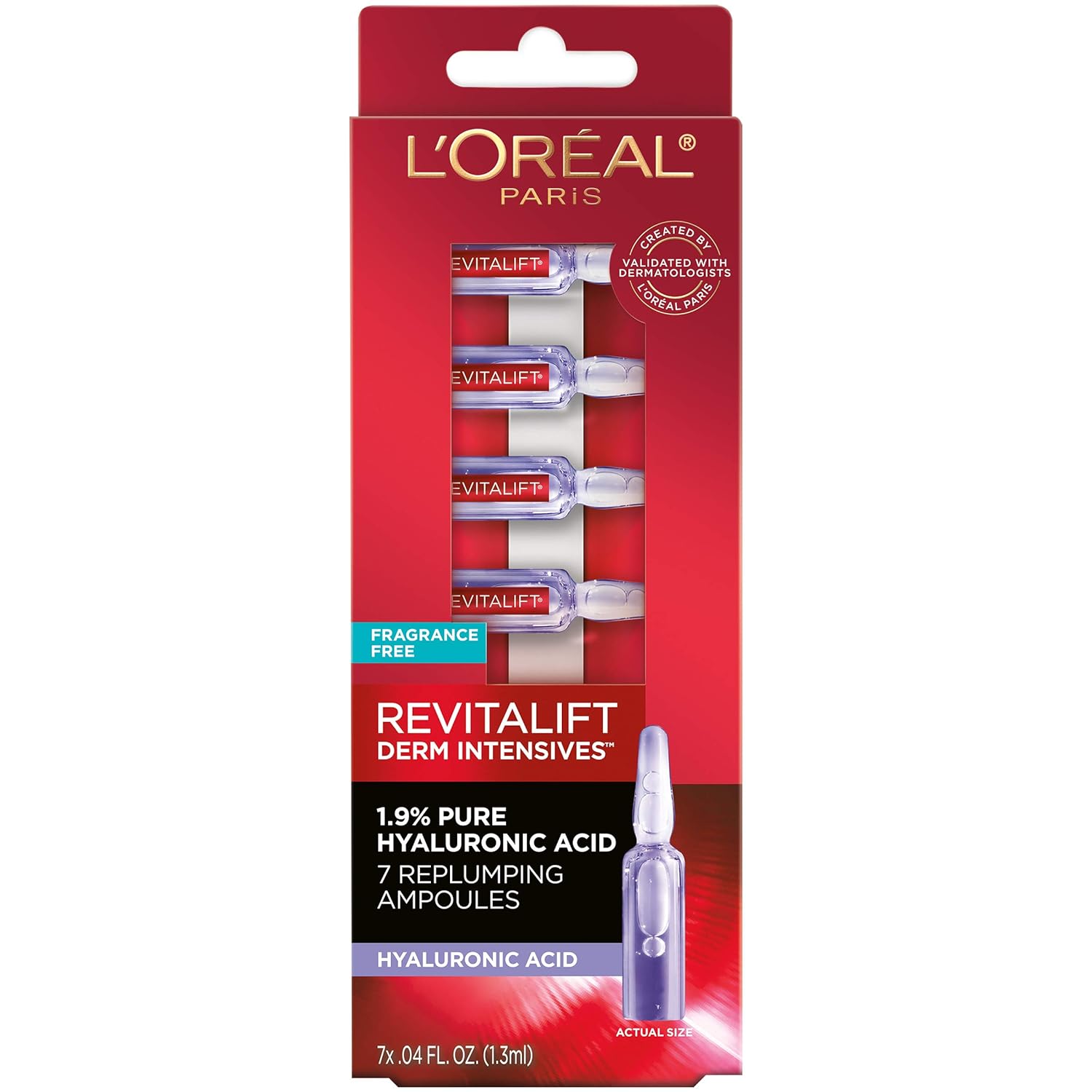 L'Oreal Paris Revitalift Derm Intensives Hyaluronic Acid Serum Ampoules 7 Day Boost Pure Hyaluronic Acid 1.3ml