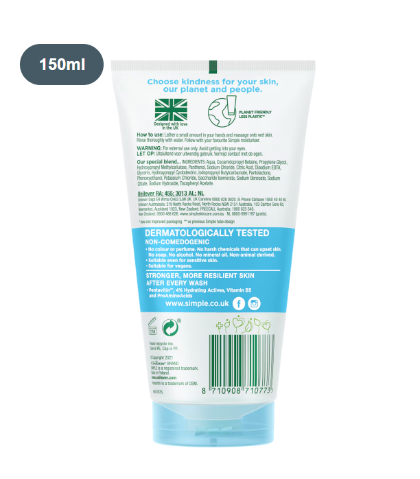 Simple Water Boost Micellar Facial Gel Wash Face Wash (150 ml) - Image 7