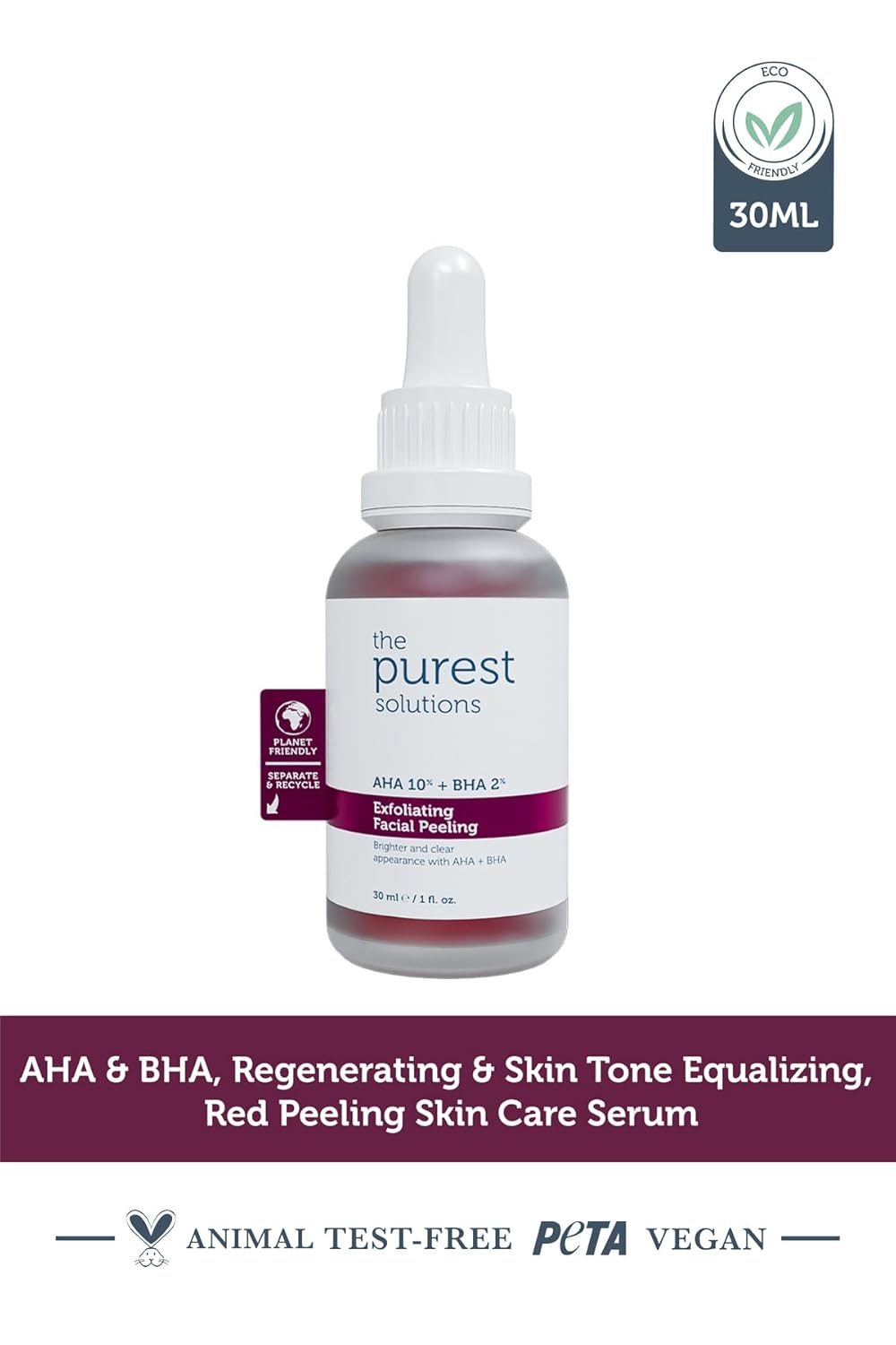 The Purest Solutions AHA 10% + BHA 2% Exfoliating Facial Peeling 30ml - Image 3