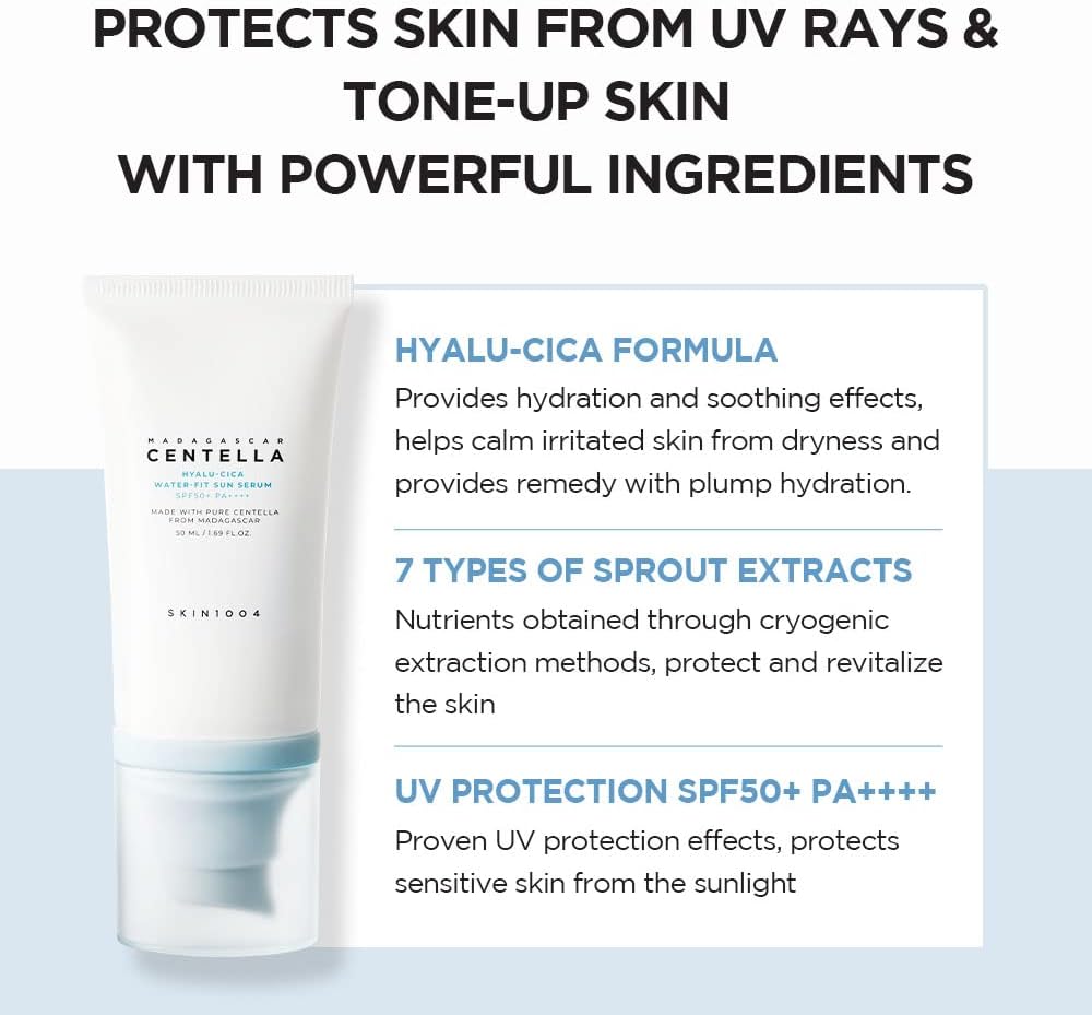 SKIN1004 Madagascar Centella Hyalu-Cica Water-Fit Sun Serum Twin Pack (50ml*2) - Image 6