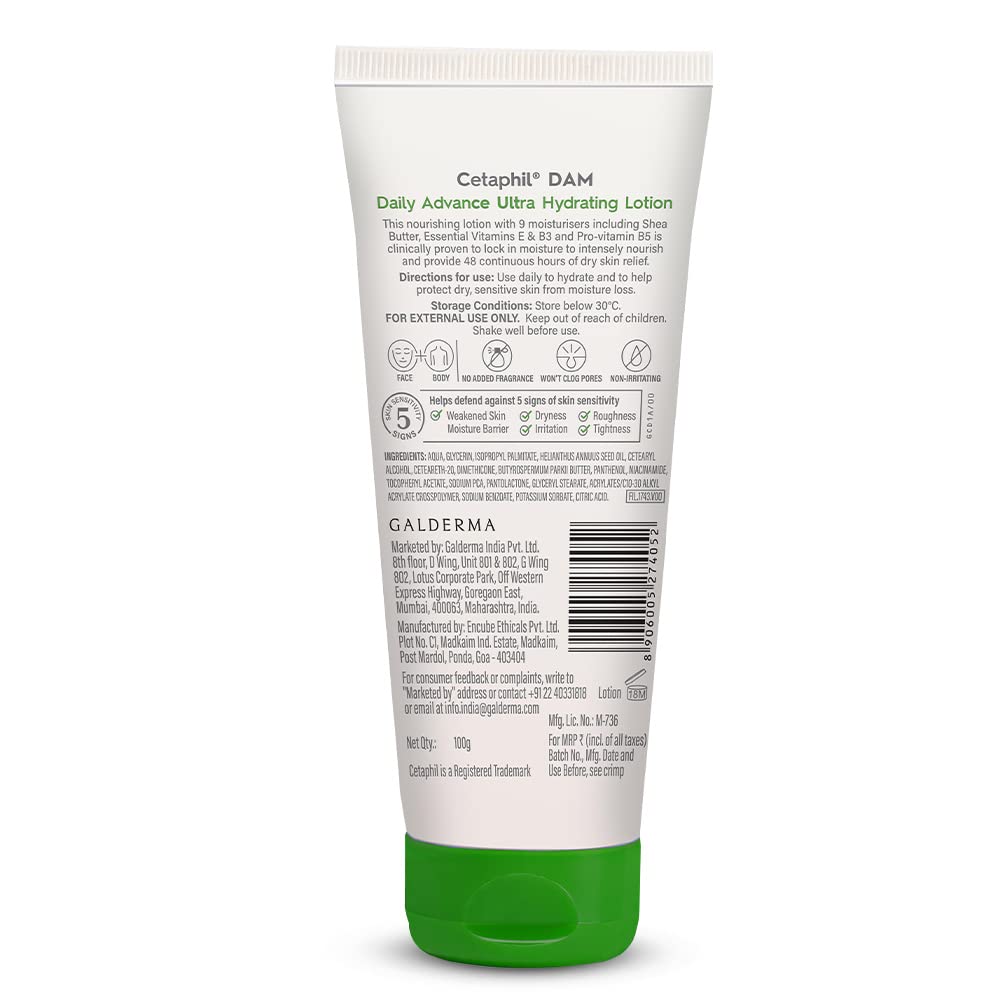 Cetaphil Daily Advance Ultra Hydrating Lotion for Dry/Sensitive Skin,100 g (MADE IN INDIA) - Image 2