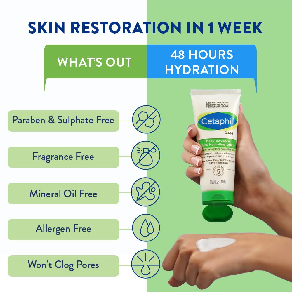 Cetaphil Daily Advance Ultra Hydrating Lotion for Dry/Sensitive Skin,100 g (MADE IN INDIA) - Image 4