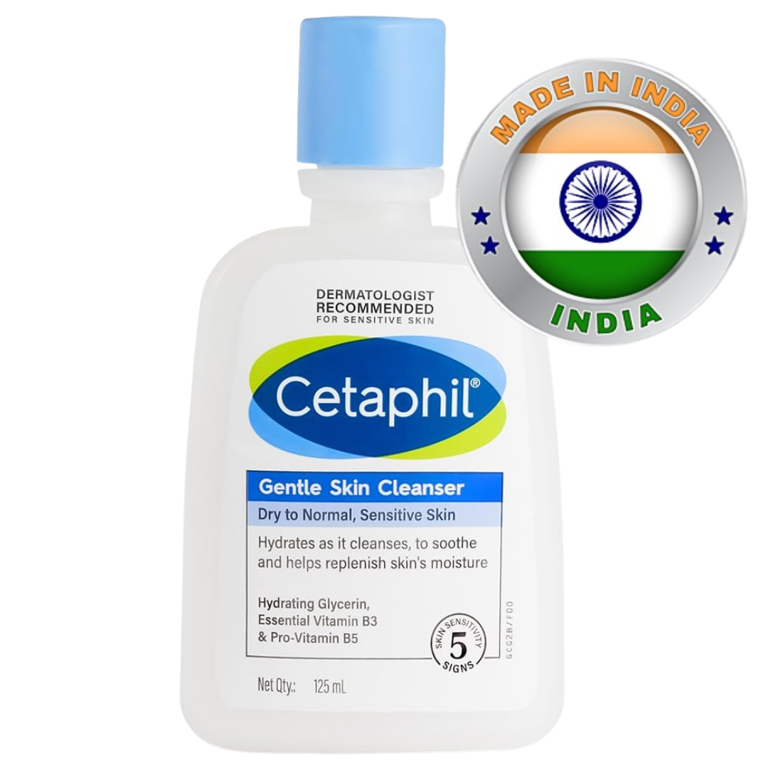 cetaphil Gentle Skin Hydrating Face Wash Cleanser for Dry to Normal, Sensitive Skin - 125 ml (MADE IN INDIA)