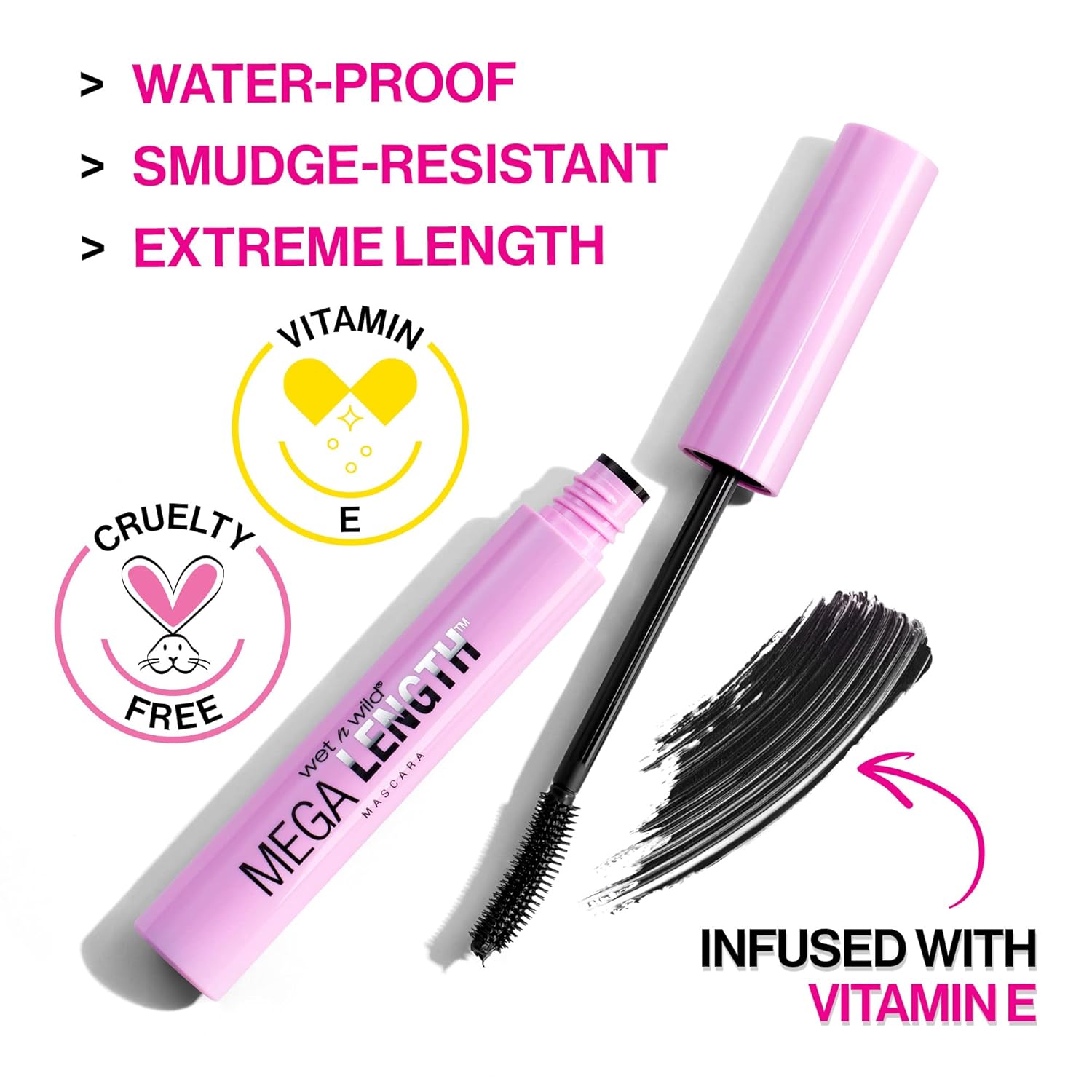 Waterproof Mascara By Wet n Wild Mega Length Waterproof Mascara, Very Black, 0.21 Ounce - Image 2