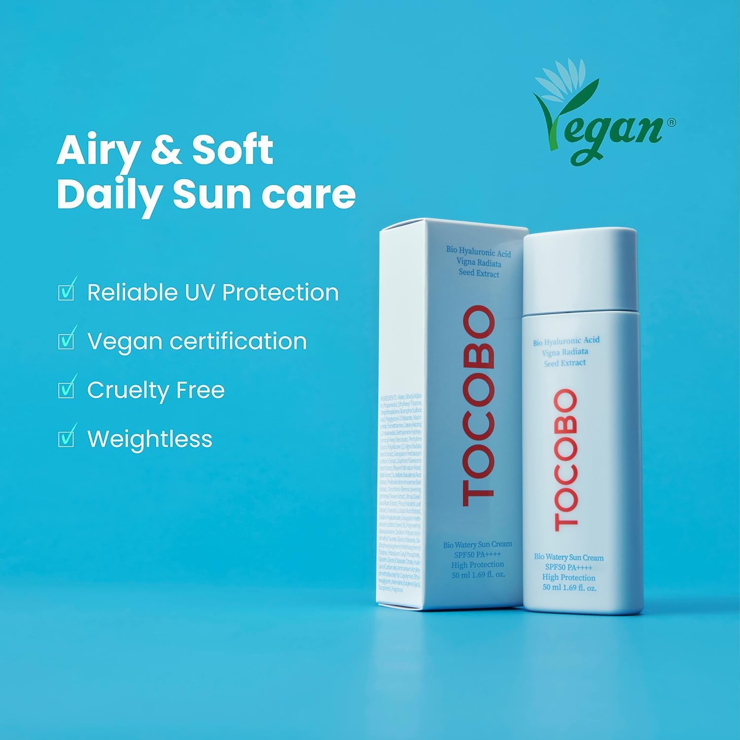 Tocobo Bio Watery Sun Cream SPF50+ PA++++ - 50ml, Blue - Image 2