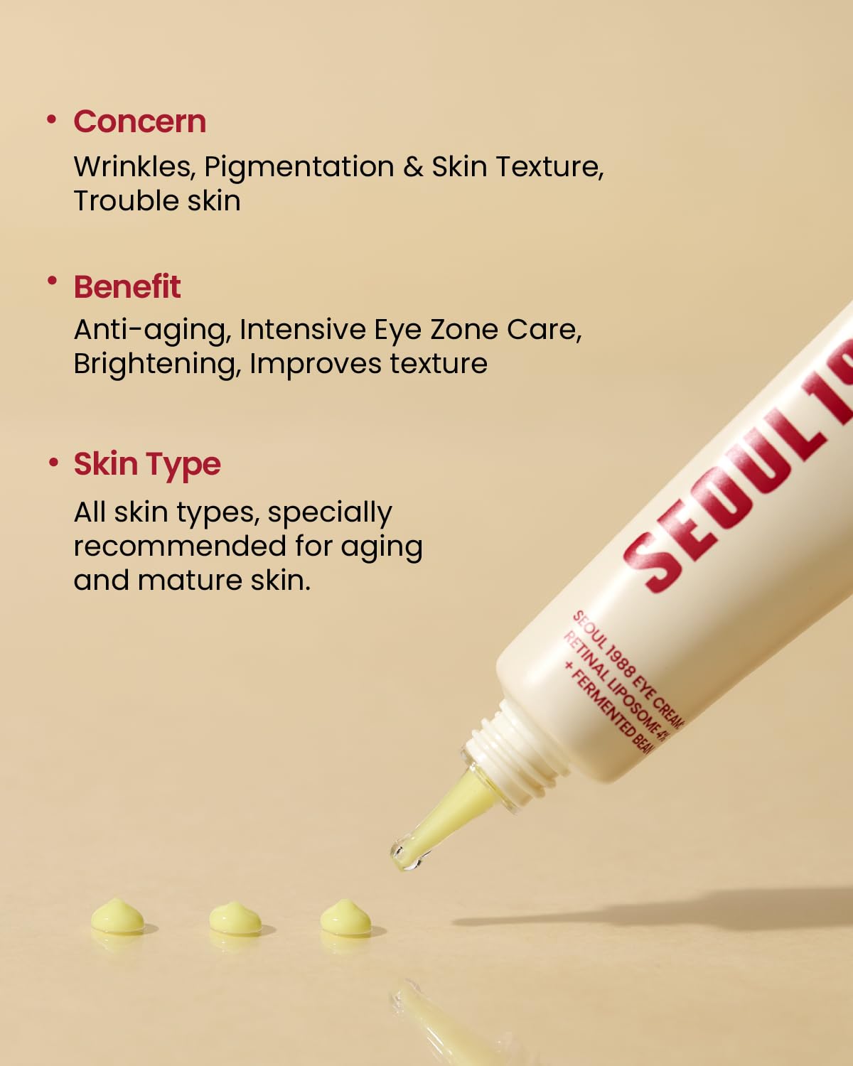 KSECRET SEOUL 1988 Eye Cream : Retinal Liposome 4% + Fermented Bean, wrinkle care, anti-aging, skin elasticity, pigmentation, retinol, 30ml - Image 4