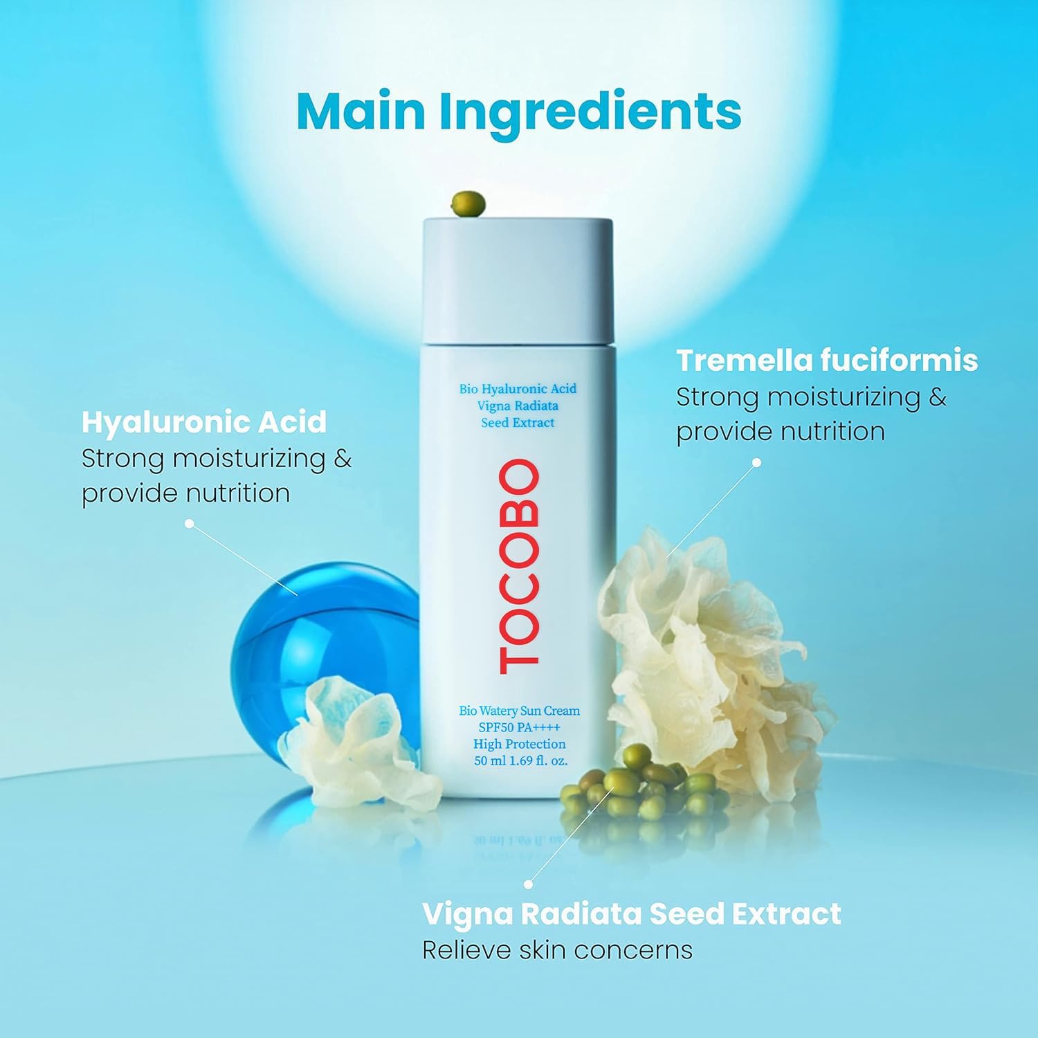 Tocobo Bio Watery Sun Cream SPF50+ PA++++ - 50ml, Blue - Image 4