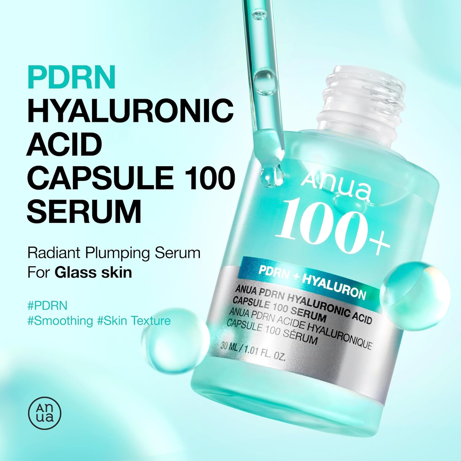 Anua PDRN Hyaluronic Acid Capsule 100 Serum, Radiant Face Serum, Hyaluronic Acid, 30ml - Image 2
