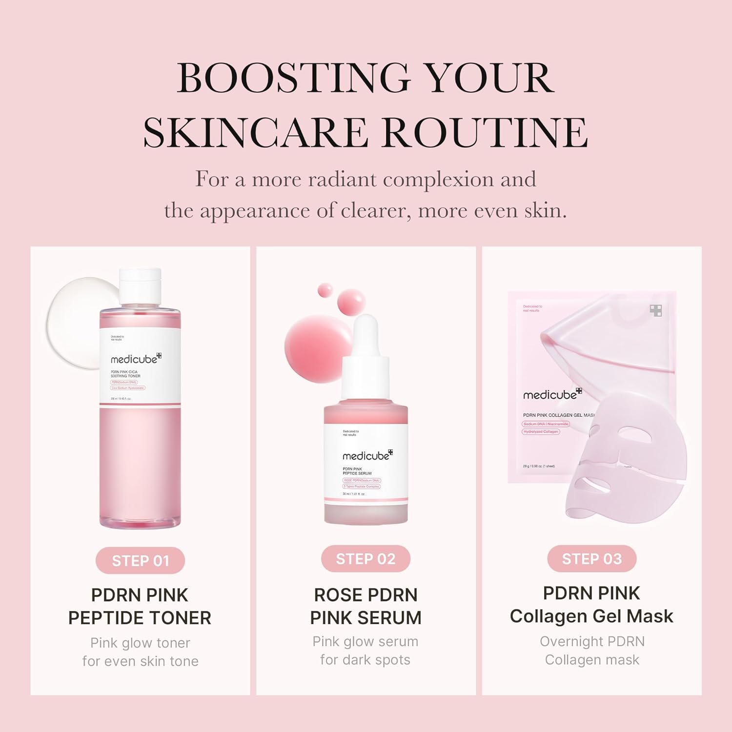 Medicube Salmon DNA PDRN Pink CICA Soothing Toner I Peptide & Niacinamide, (250ml / 8.45 fl. oz.) - Image 4