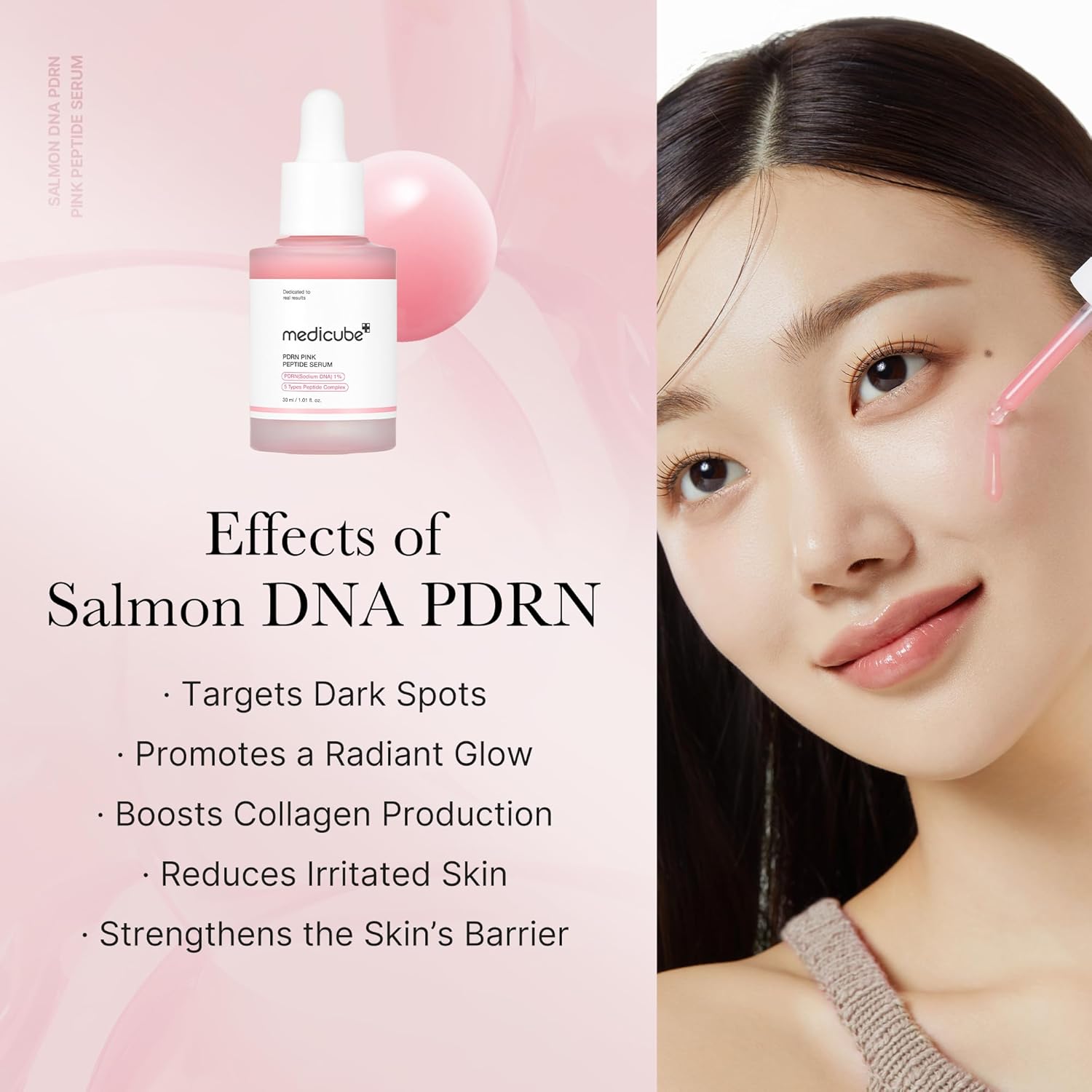 medicube Salmon DNA PDRN Pink Peptide Serum, Pink glow serum, Peptide, Niacinamide, Uneven Skin Tone,30ml - Image 4